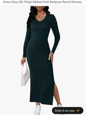 Amazon Women's Ribbed Maxi Dress in Dark Teal